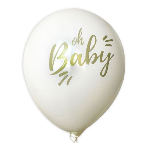 Balloons “Oh Baby” – white balloons with golden imprint