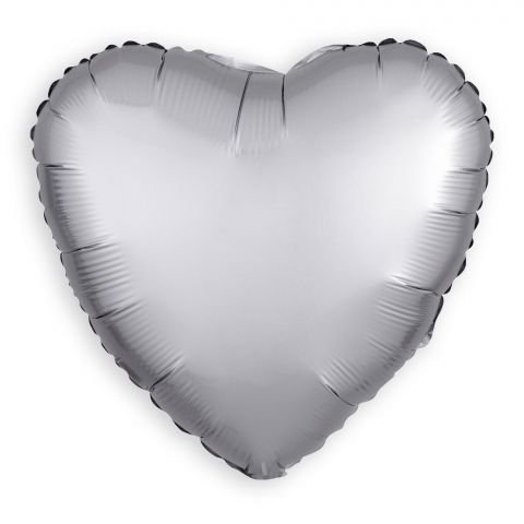 Foil balloon heart platinum/silver, size 43 cm