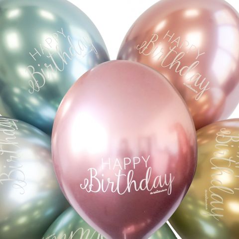 Dekoset: Happy Birthday Glossy Luftballons (10 Stück)
