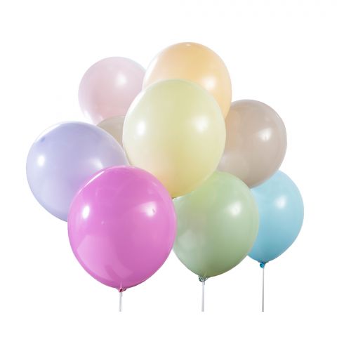 Luftballons in Pastellfarben, bunt gemischt.